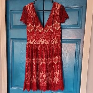 Alya Red Lace Mini Dress